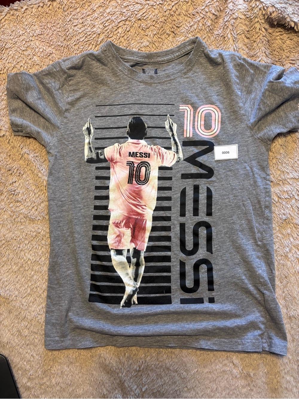 Kids Gray Messi Short Sleeve Graphic Tee - Messi